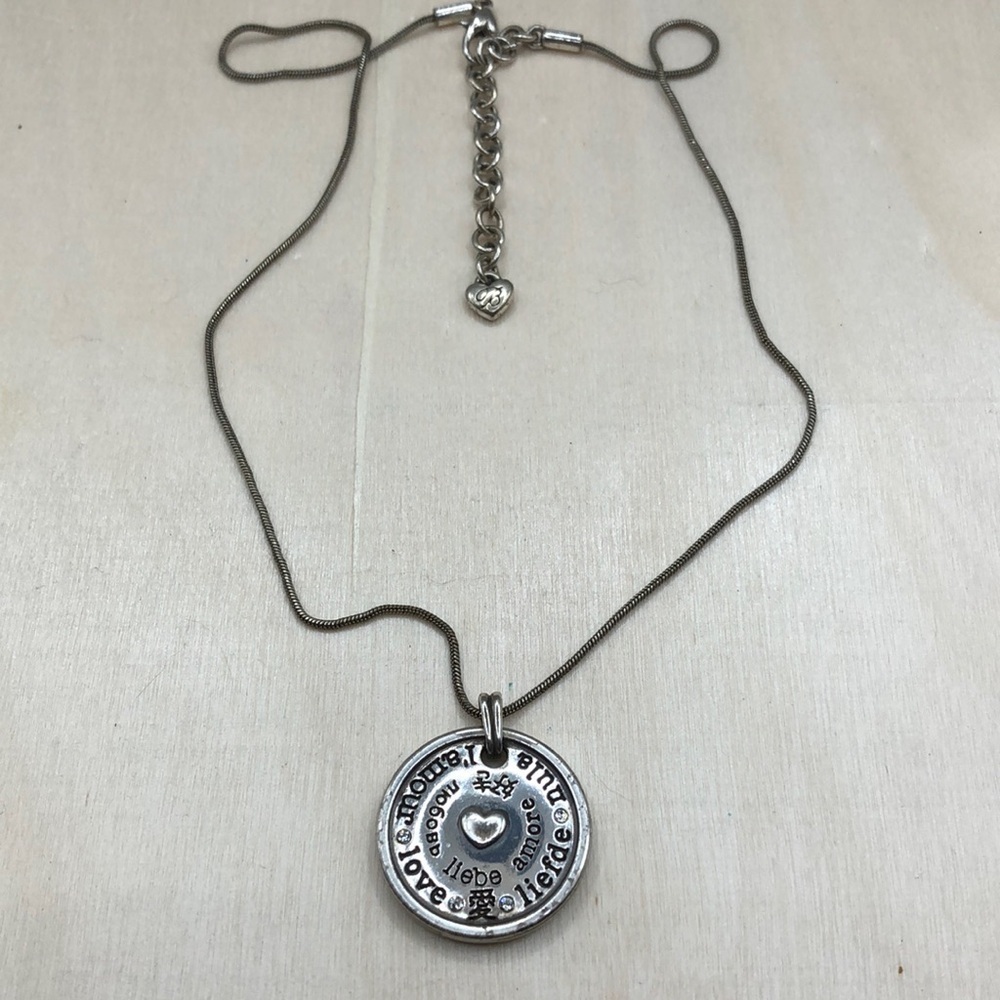 Brighton peace love round pendant necklace-boho style positive message vibes.